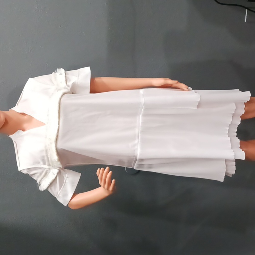 RHIE Tassel Pleated Dress Cotton White Sleeve Size 0